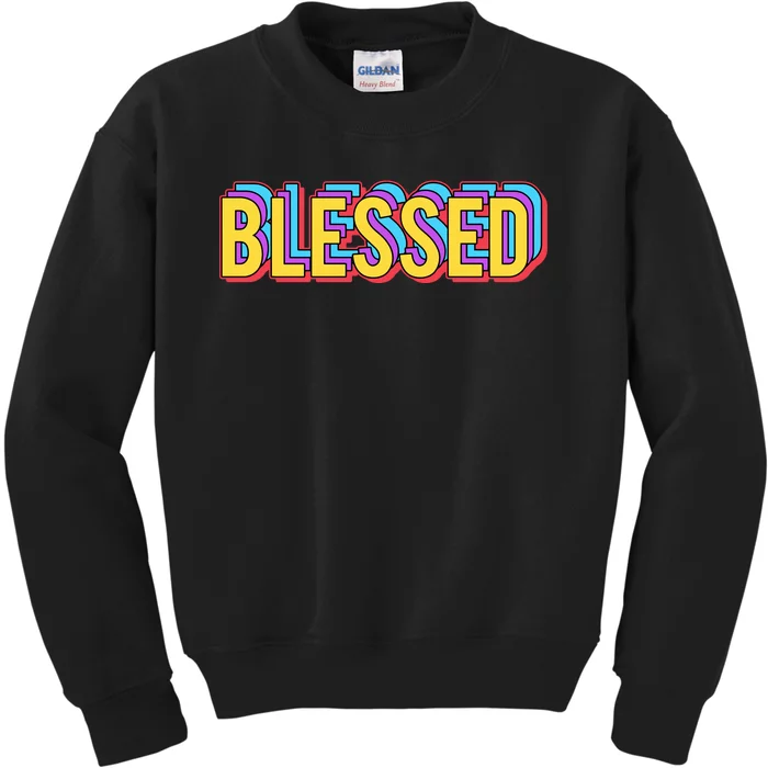 Colorful Blessed Quote Gift Kids Sweatshirt