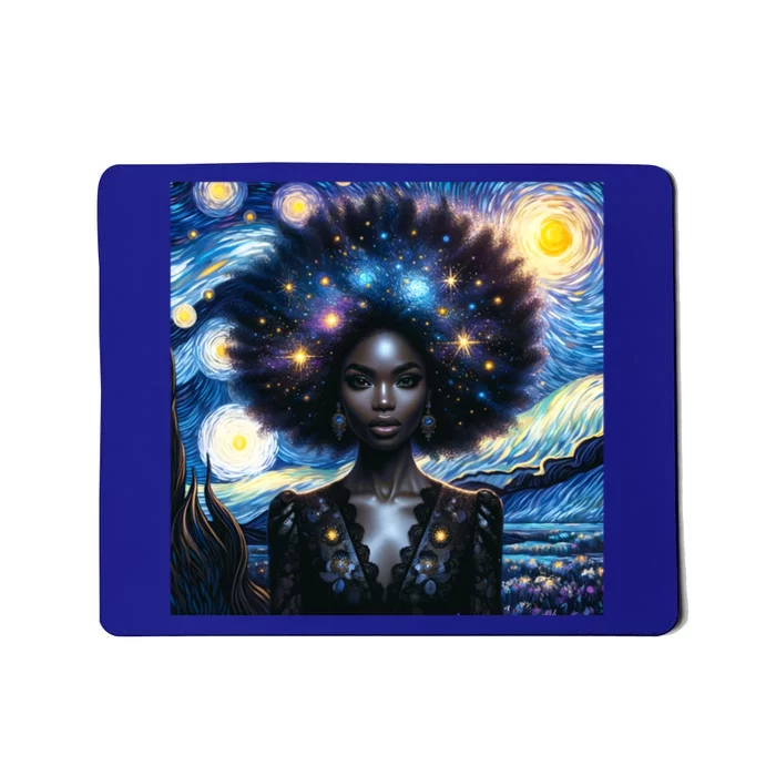 Colorfull Black Queen Afro American Starry Night Junenth Great Gift Mousepad