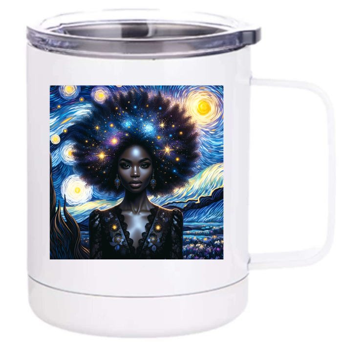 Colorfull Black Queen Afro American Starry Night Junenth Great Gift Front & Back 12oz Stainless Steel Tumbler Cup