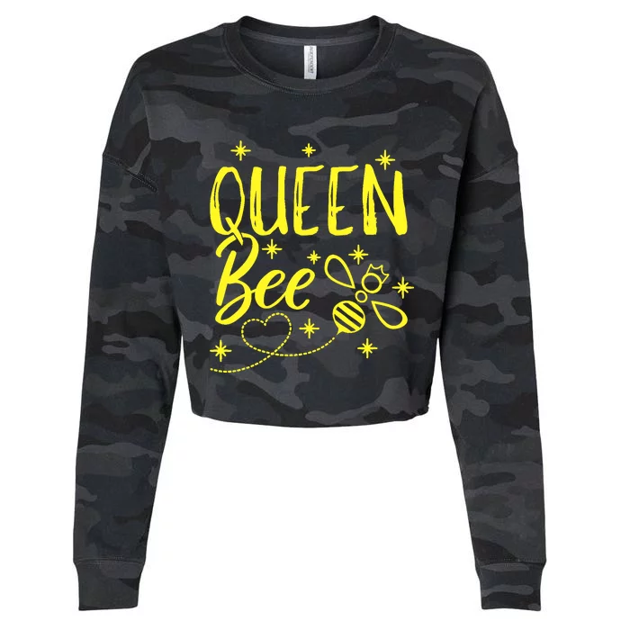 Cute Beekeeper Queen Bee Crown Bee Queen Cropped Pullover Crew