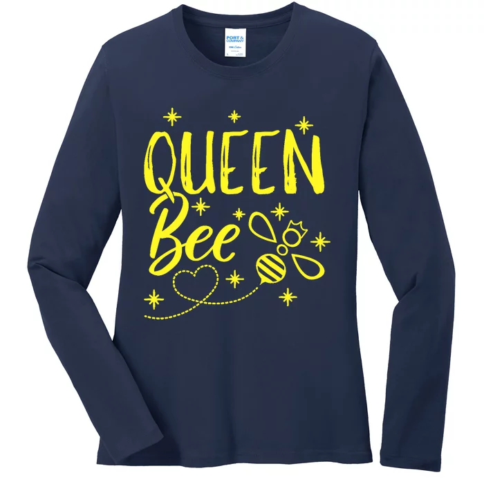 Cute Beekeeper Queen Bee Crown Bee Queen Ladies Long Sleeve Shirt