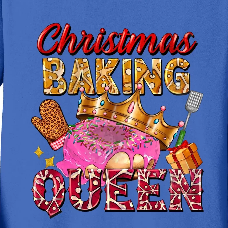 Christmas Baking Queen Donut Lover Xmas Bakers Funny Gift Kids Long Sleeve Shirt