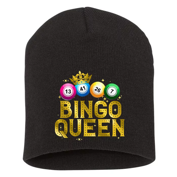 Cool Bingo Queen For Women Girls Lotto Casino Lucky Gambling Short Acrylic Beanie