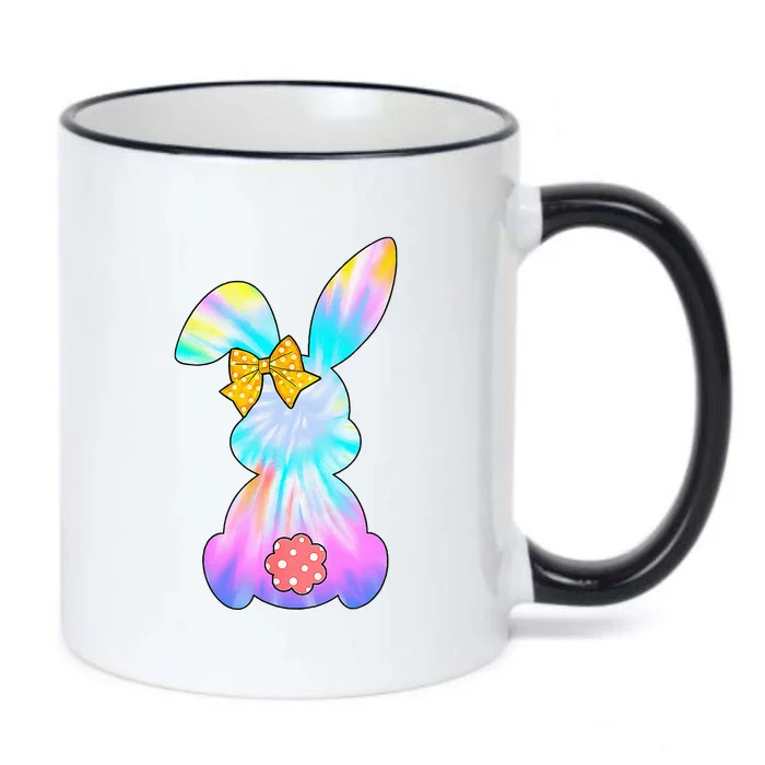 Cute Bunny Rabbit Tie Dye Bow Tie Easter Day Black Color Changing Mug