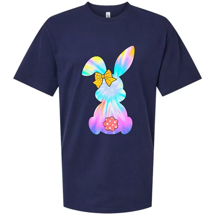 Cute Bunny Rabbit Tie Dye Bow Tie Easter Day Sueded Cloud Jersey T-Shirt