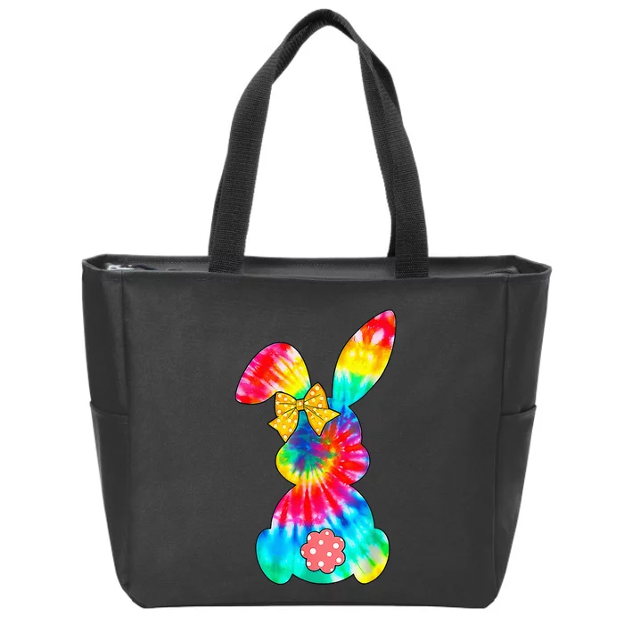 Cute Bunny Rabbit Tie Dye Bow Tie Easter Day Zip Tote Bag