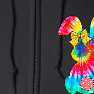 Cute Bunny Rabbit Tie Dye Bow Tie Easter Day Full Zip Hoodie