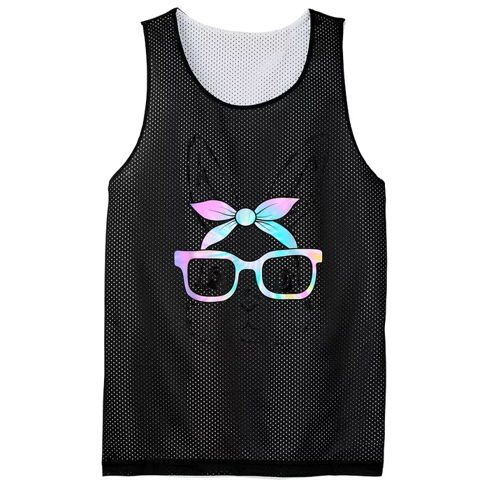 Cute Bunny Rabbit Face Tie Dye Glasses Girl Happy Easter Day Mesh Reversible Basketball Jersey Tank