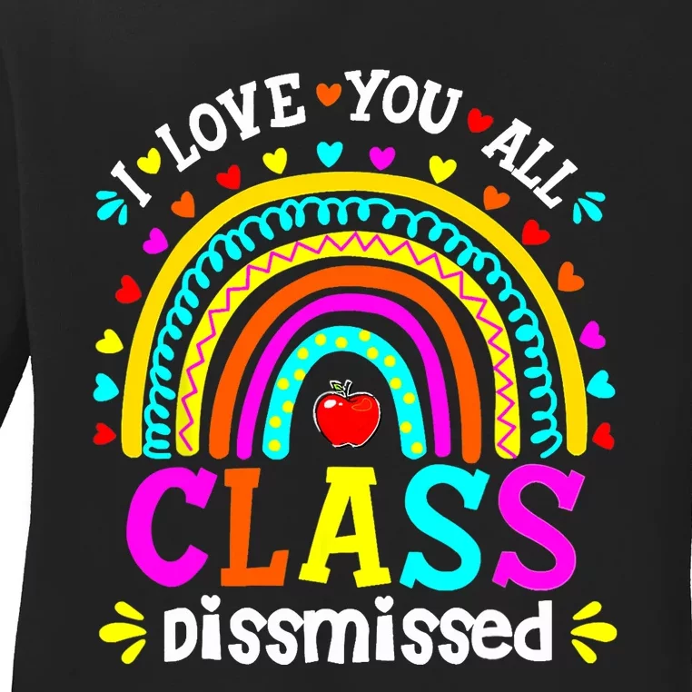 Cute Boho Rainbow Class Dismissed Last Day Of School Teacher Ladies Long Sleeve Shirt