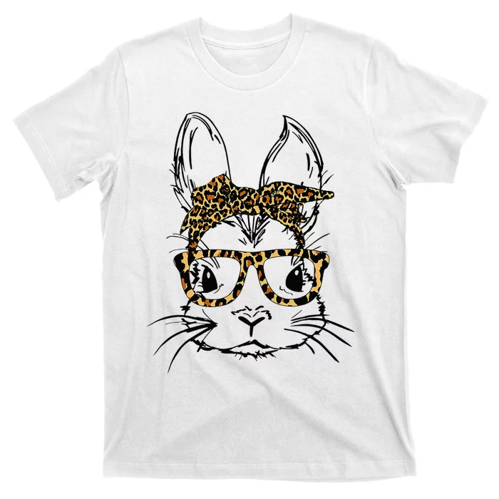 Cute Bunny Rabbit Face Leopard Glasses for Easter Day T-Shirt