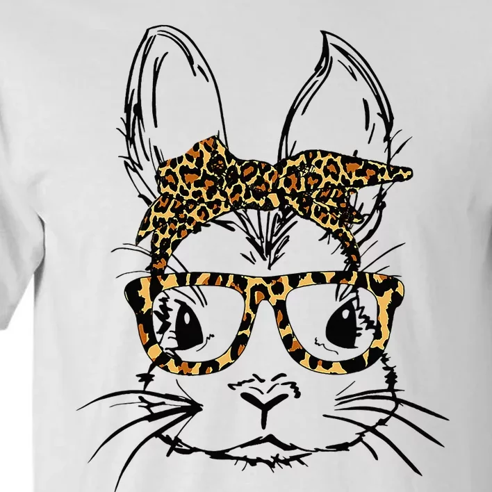 Cute Bunny Rabbit Face Leopard Glasses for Easter Day Tall T-Shirt