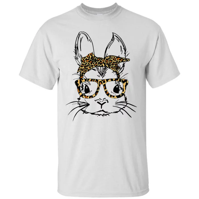 Cute Bunny Rabbit Face Leopard Glasses for Easter Day Tall T-Shirt