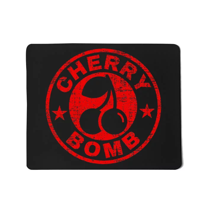 Cherry Bomb Retro Cherries Design Distressed Mousepad