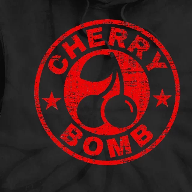 Cherry Bomb Retro Cherries Design Distressed Tie Dye Hoodie