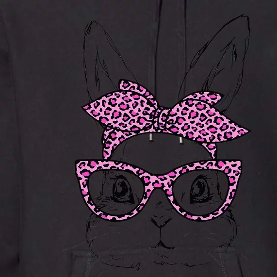 Cute Bunny Rabbit Face Leopard Glasses Happy Easter Day Premium Hoodie