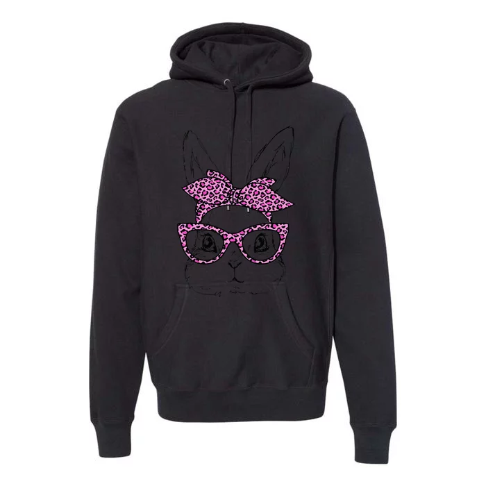 Cute Bunny Rabbit Face Leopard Glasses Happy Easter Day Premium Hoodie