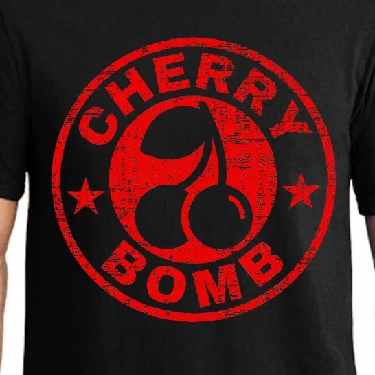 Cherry Bomb Retro Cherries Design Distressed Pajama Set