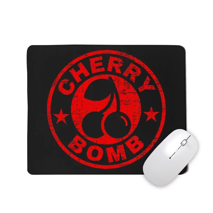 Cherry Bomb Retro Cherries Design Distressed Mousepad