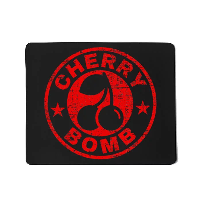 Cherry Bomb Retro Cherries Design Distressed Mousepad