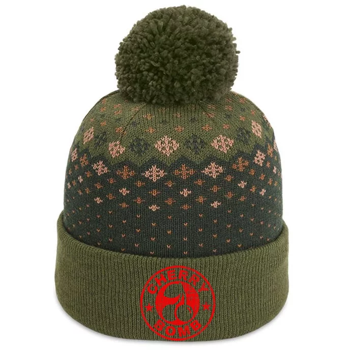 Cherry Bomb Retro Cherries Design Distressed The Baniff Cuffed Pom Beanie