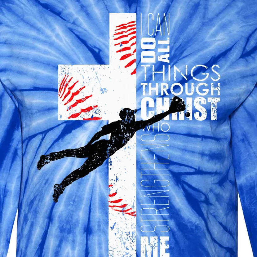 Christian Baseball Religious Cross Graphic Tie-Dye Long Sleeve Shirt