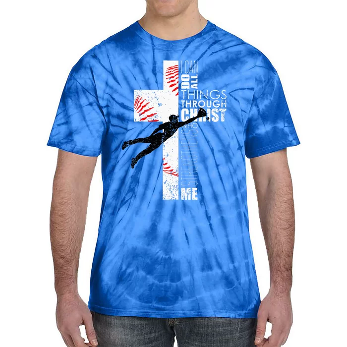 Christian Baseball Religious Cross Graphic Tie-Dye T-Shirt