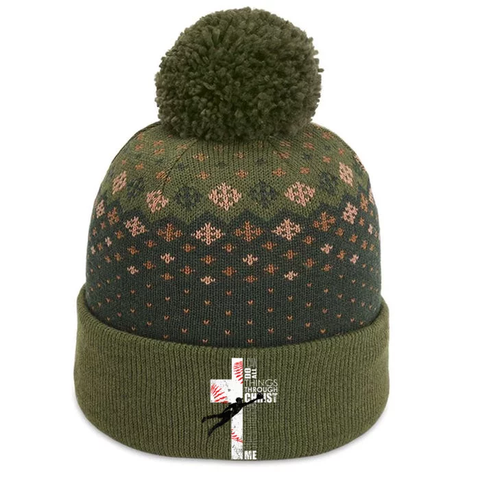 Christian Baseball Religious Cross Graphic The Baniff Cuffed Pom Beanie