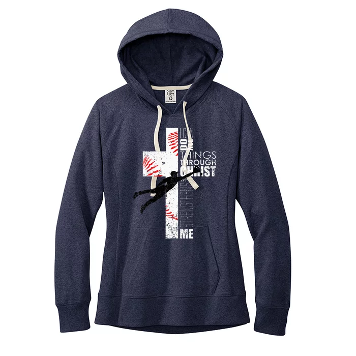 Christian Baseball Religious Cross Graphic Women's Fleece Hoodie