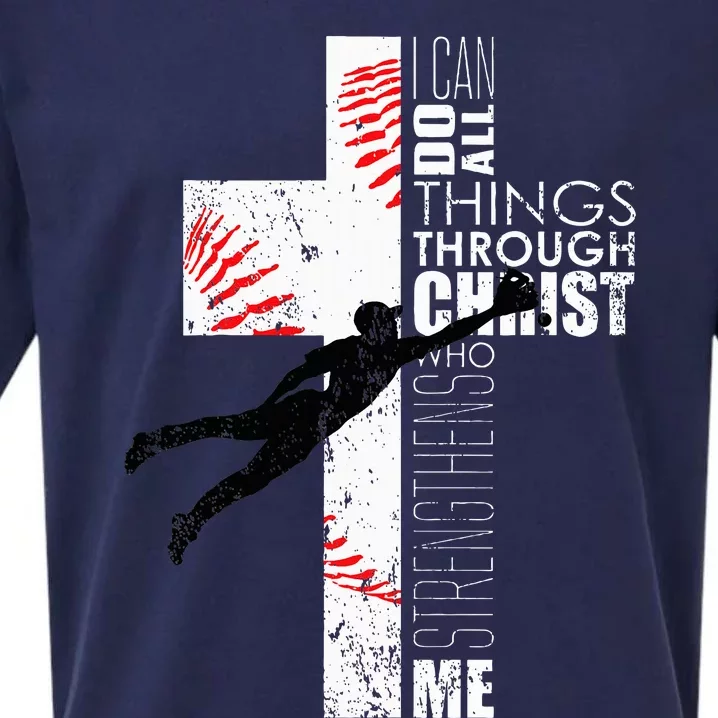 Christian Baseball Religious Cross Graphic Sueded Cloud Jersey T-Shirt