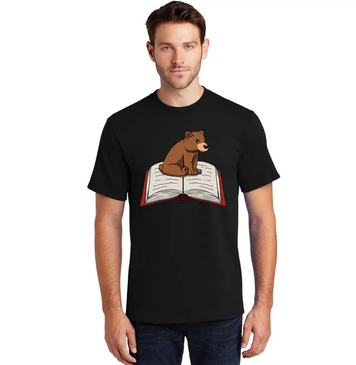 Cute Bear Reading Books Literature Nature Tall T-Shirt