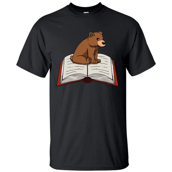 Cute Bear Reading Books Literature Nature Tall T-Shirt