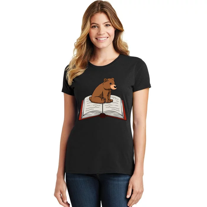 Cute Bear Reading Books Literature Nature Women's T-Shirt