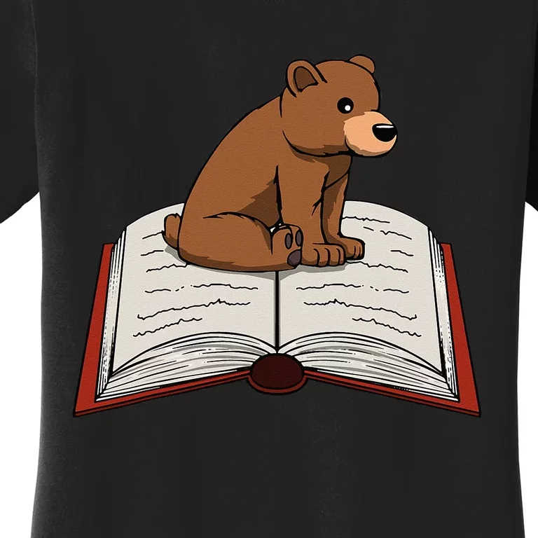 Cute Bear Reading Books Literature Nature Women's T-Shirt