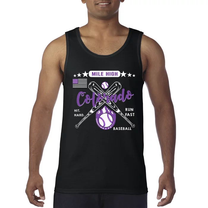 Colorado Baseball Rocky Mountain Skyline Baseball Tank Top