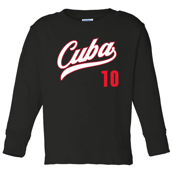 Cuba Baseball Remera Beisbol Cuban Jersey 10 Toddler Long Sleeve Shirt