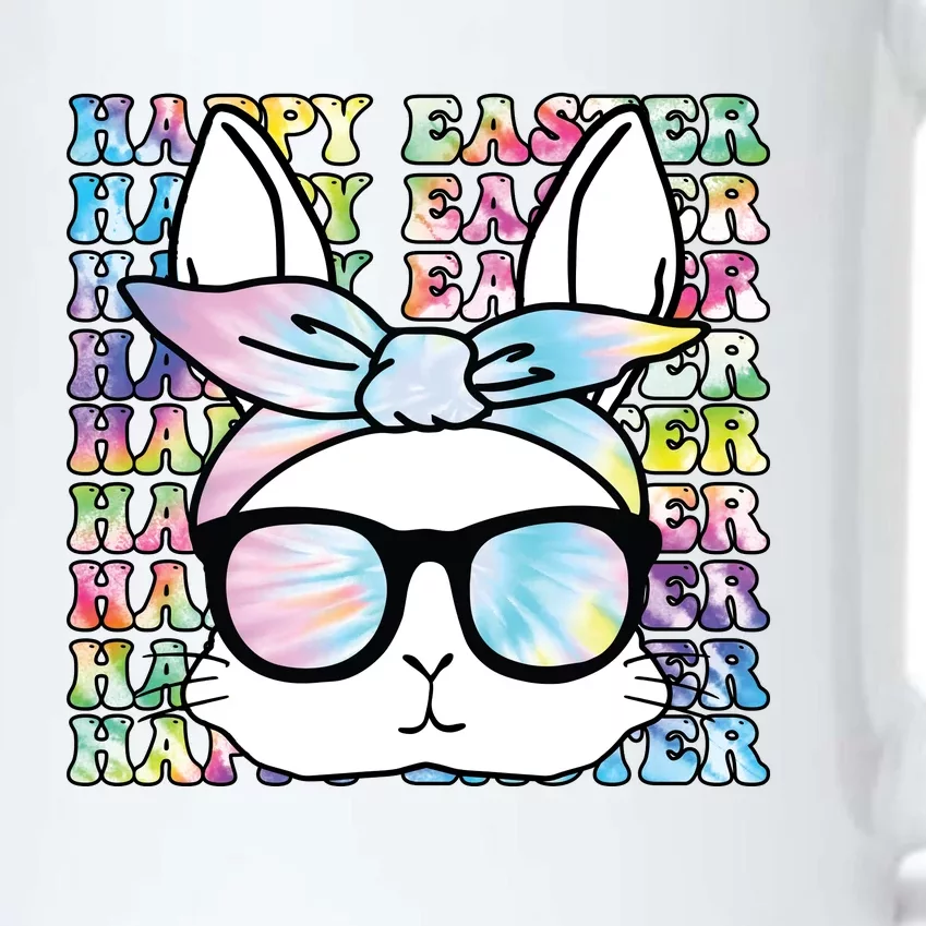 Cute Bunny Rabbit Face Tie Dye Glasses Girl Happy Easter Day Black Color Changing Mug