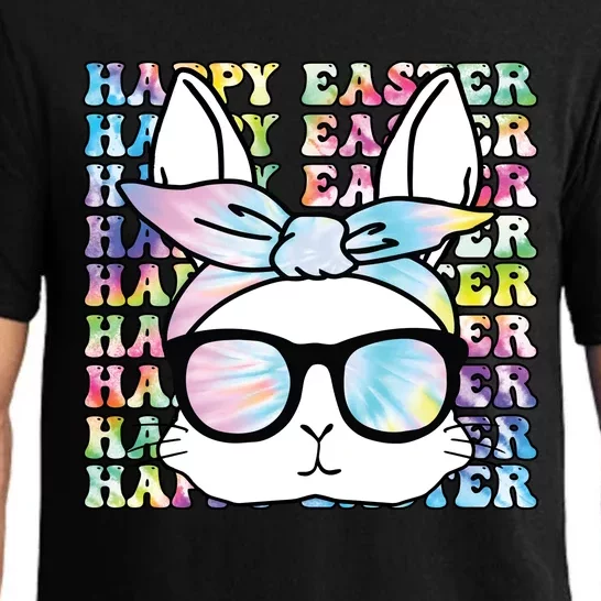 Cute Bunny Rabbit Face Tie Dye Glasses Girl Happy Easter Day Pajama Set