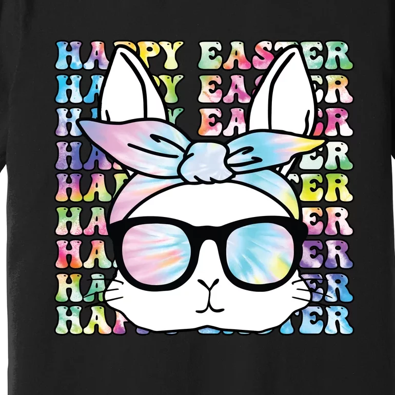 Cute Bunny Rabbit Face Tie Dye Glasses Girl Happy Easter Day Premium T-Shirt