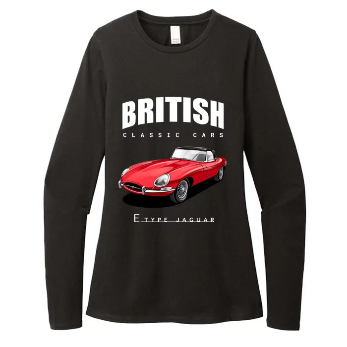 Classic British Red Etype Jaguar Convertible Sports Car Gift Womens CVC Long Sleeve Shirt