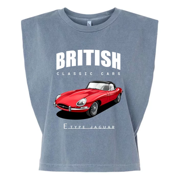 Classic British Red Etype Jaguar Convertible Sports Car Gift Garment-Dyed Women's Muscle Tee