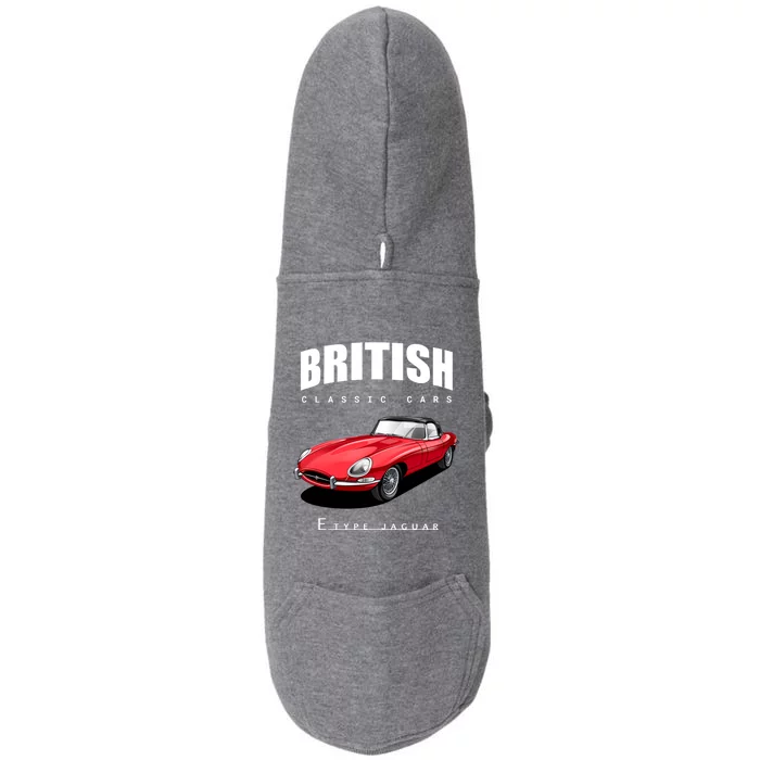 Classic British Red Etype Jaguar Convertible Sports Car Gift Doggie 3-End Fleece Hoodie