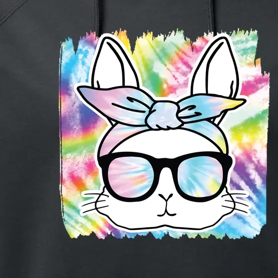 Cute Bunny Rabbit Face Tie Dye Glasses Girl Happy Easter Day Performance Fleece Hoodie