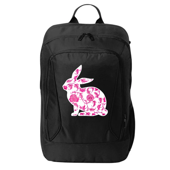 Chinoiserie Bunny Rabbit Vintage Pink And White Floral Print Cute Gift City Backpack