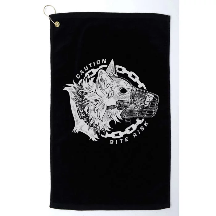 Caution Bite Risk Platinum Collection Golf Towel