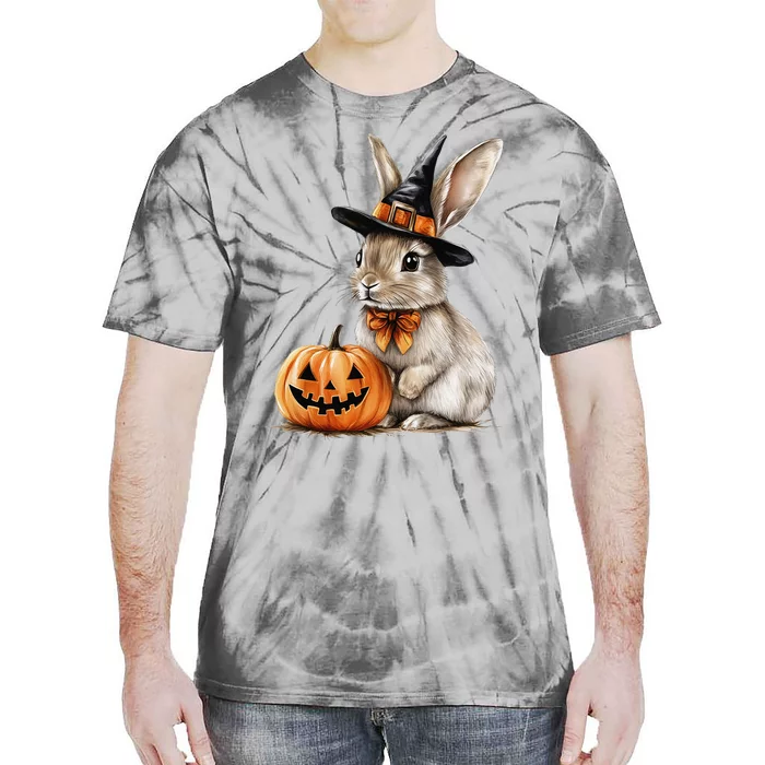 Cute Bunny Rabbit Halloween Pumpkin Costume Spooky Season Tie-Dye T-Shirt