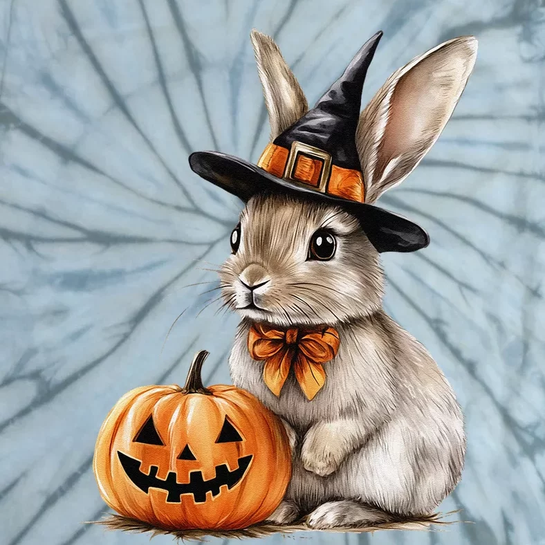 Cute Bunny Rabbit Halloween Pumpkin Costume Spooky Season Tie-Dye T-Shirt