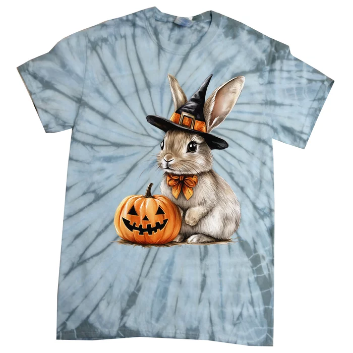 Cute Bunny Rabbit Halloween Pumpkin Costume Spooky Season Tie-Dye T-Shirt