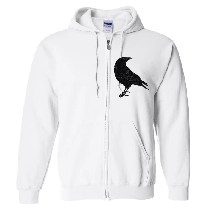 Crow Blackbird Raven Silhouette Bird Full Zip Hoodie