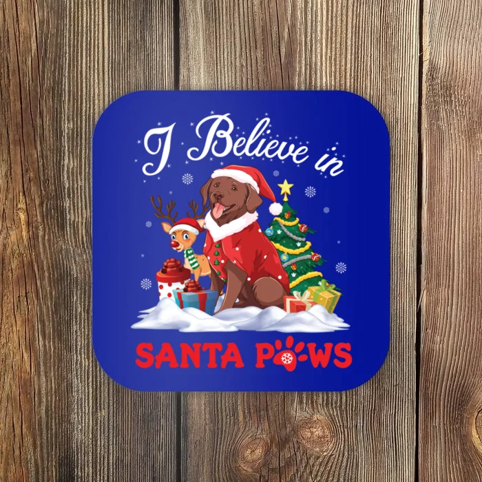 Chesapeake Bay Retriever Dog I Believe In Santa Paws Merry Gift Coaster