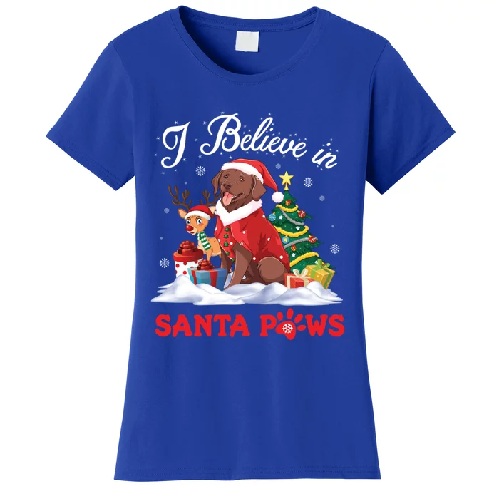 Chesapeake Bay Retriever Dog I Believe In Santa Paws Merry Gift Women's T-Shirt